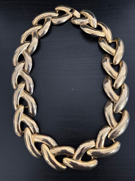 vintage Jewelry - Vintage Chunky Gold Tone Collar Necklace